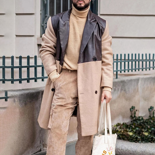 New Trend Men's Mosaic Leather Fashion Windbreaker Coat