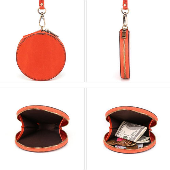 Round Leather Retro Zipper Coin Purse   - ENE TRENDS -custom designed-personalized-near me-shirt-clothes-dress-amazon-top-luxury-fashion-men-women-kids-streetwear-IG