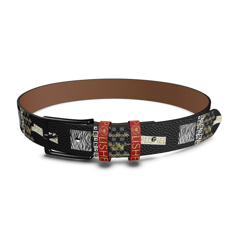 Polished Punteggiato Hand-Made leather belt Black-red strap - ENE TRENDS -custom designed-personalized-near me-shirt-clothes-dress-amazon-top-luxury-fashion-men-women-kids-streetwear-IG