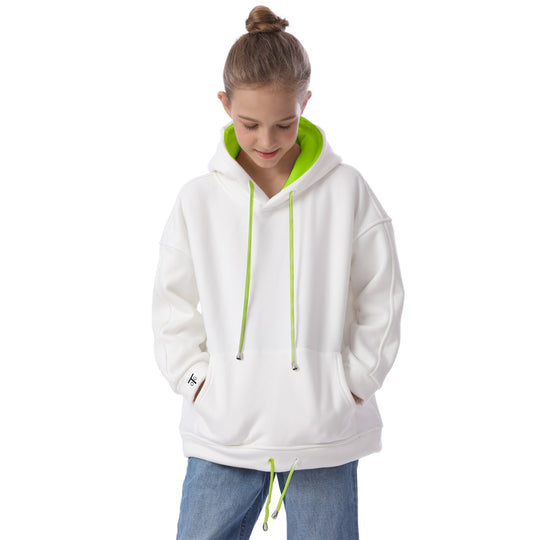 girls hoodie-kids-pullover-white-plain-fashion