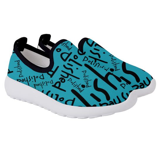 Get-polished Marker Art Kids' Slip On Sneakers - Teal - ENE TRENDS -custom designed-personalized-near me-shirt-clothes-dress-amazon-top-luxury-fashion-men-women-kids-streetwear-IG