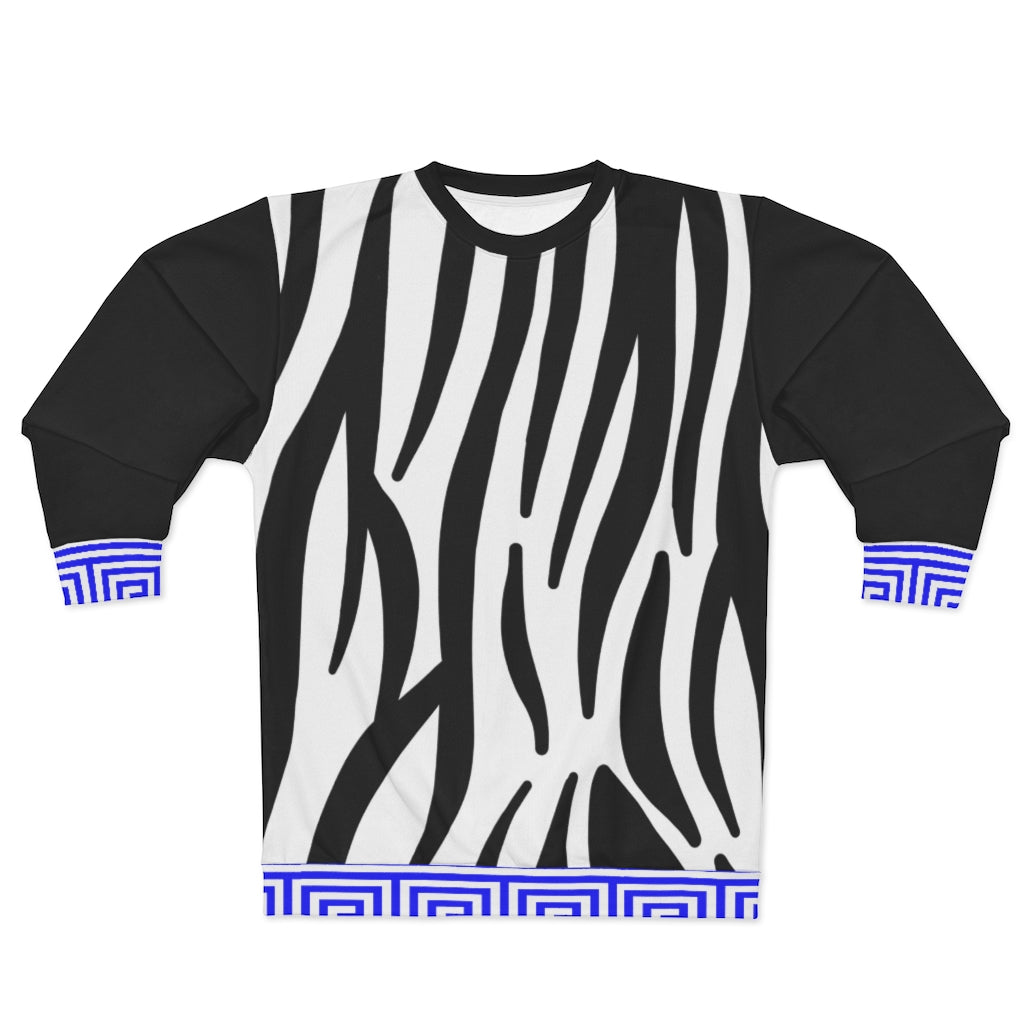 BLUE Greek Key Zebra Print Unisex Sweatshirt - ENE TRENDS -custom designed-personalized-near me-shirt-clothes-dress-amazon-top-luxury-fashion-men-women-kids-streetwear-IG