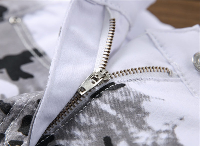 Men's White Camouflage Printed Straight-leg Casual Jean Pants - ENE TRENDS -custom designed-personalized-near me-shirt-clothes-dress-amazon-top-luxury-fashion-men-women-kids-streetwear-IG