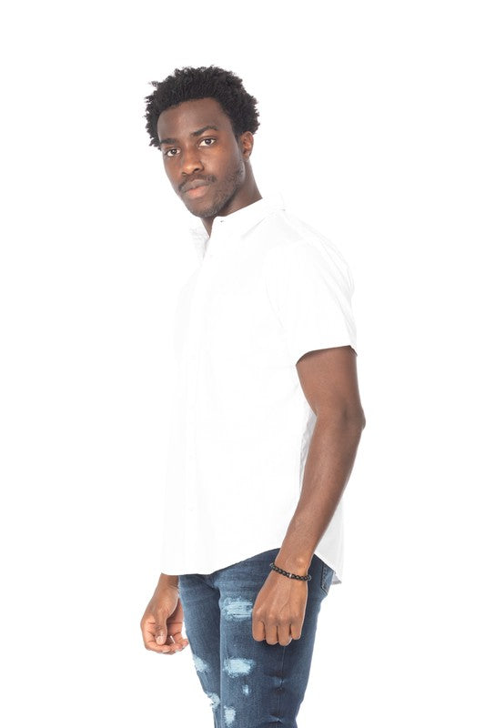 Solid Cotton White Men's Short Sleeve Shirt - ENE TRENDS -custom designed-personalized- tailored-suits-near me-shirt-clothes-dress-amazon-top-luxury-fashion-men-women-kids-streetwear-IG-best