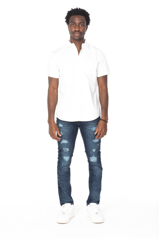 Solid Cotton White Men's Short Sleeve Shirt - ENE TRENDS -custom designed-personalized- tailored-suits-near me-shirt-clothes-dress-amazon-top-luxury-fashion-men-women-kids-streetwear-IG-best
