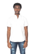 Solid Cotton White Men's Short Sleeve Shirt 