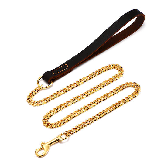 Stainless steel Golden Pull Chain Pull Dog Leash - ENE TRENDS -custom designed-personalized-near me-shirt-clothes-dress-amazon-top-luxury-fashion-men-women-kids-streetwear-IG