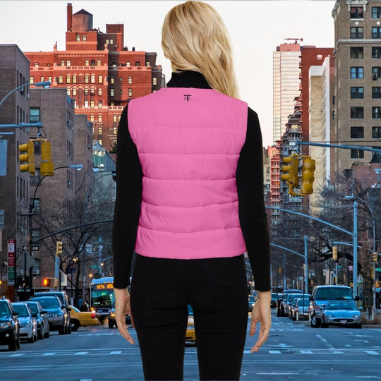 off the grid Trendy Women's Pink Short Button Up Puffer Vest - ENE TRENDS -custom designed-personalized-near me-shirt-clothes-dress-amazon-top-luxury-fashion-men-women-kids-streetwear-IG