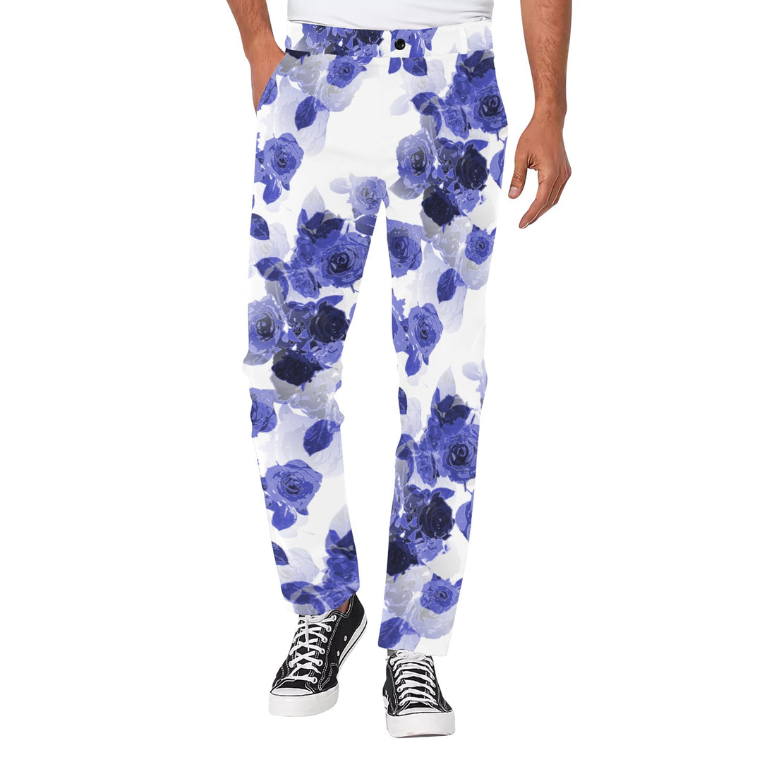 Blue Rose Printed Casual  Men's Trousers - ENE TRENDS -custom designed-personalized- tailored-suits-near me-shirt-clothes-dress-amazon-top-luxury-fashion-men-women-kids-streetwear-IG-best