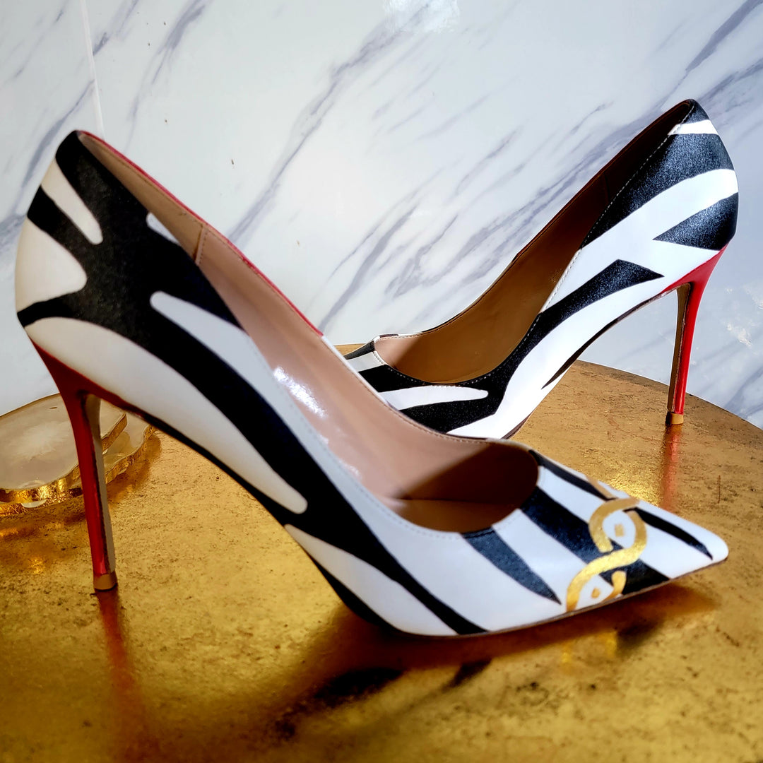 Polished Punteggiata Ze-Re Hand Painted Women's High-heeled Shoes | 4Inch Heel - ENE TRENDS -custom designed-personalized-near me-shirt-clothes-dress-amazon-top-luxury-fashion-men-women-kids-streetwear-IG
