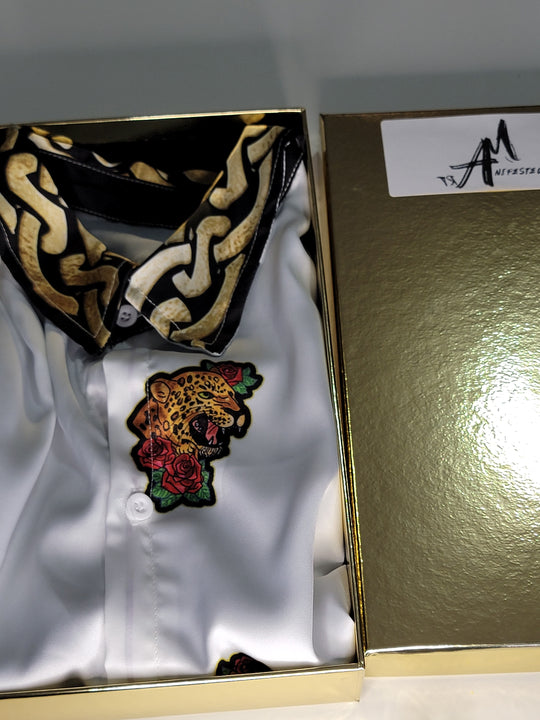 Polished Leopard In Line Men's Imitation Silk Short-Sleeved Shirt - ENE TRENDS -custom designed-personalized-near me-shirt-clothes-dress-amazon-top-luxury-fashion-men-women-kids-streetwear-IG