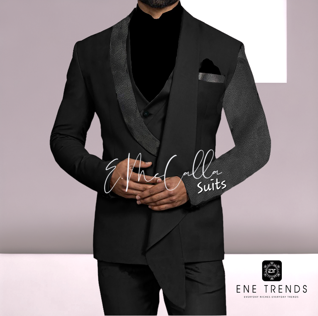 Custom Event Party Suit Designed by E.McCalla Suits - Leather Lapel - ENE TRENDS -custom designed-personalized- tailored-suits-near me-shirt-clothes-dress-amazon-top-luxury-fashion-men-women-kids-streetwear-IG-best