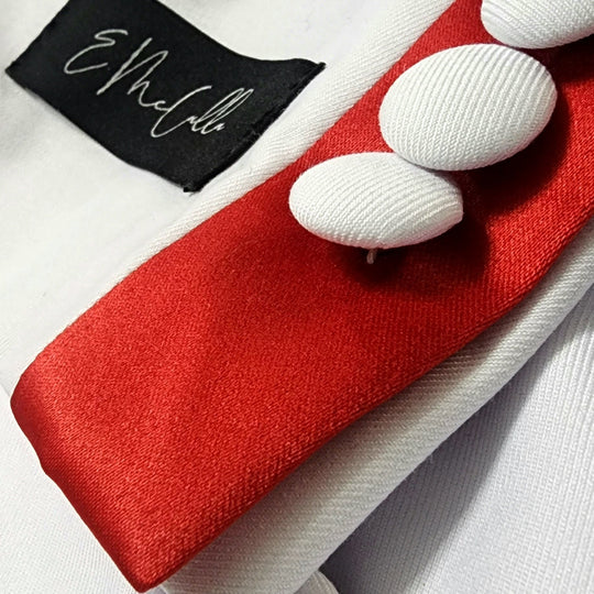 Button Detail White Red Business party suit_ mens style fashion Prom Ready