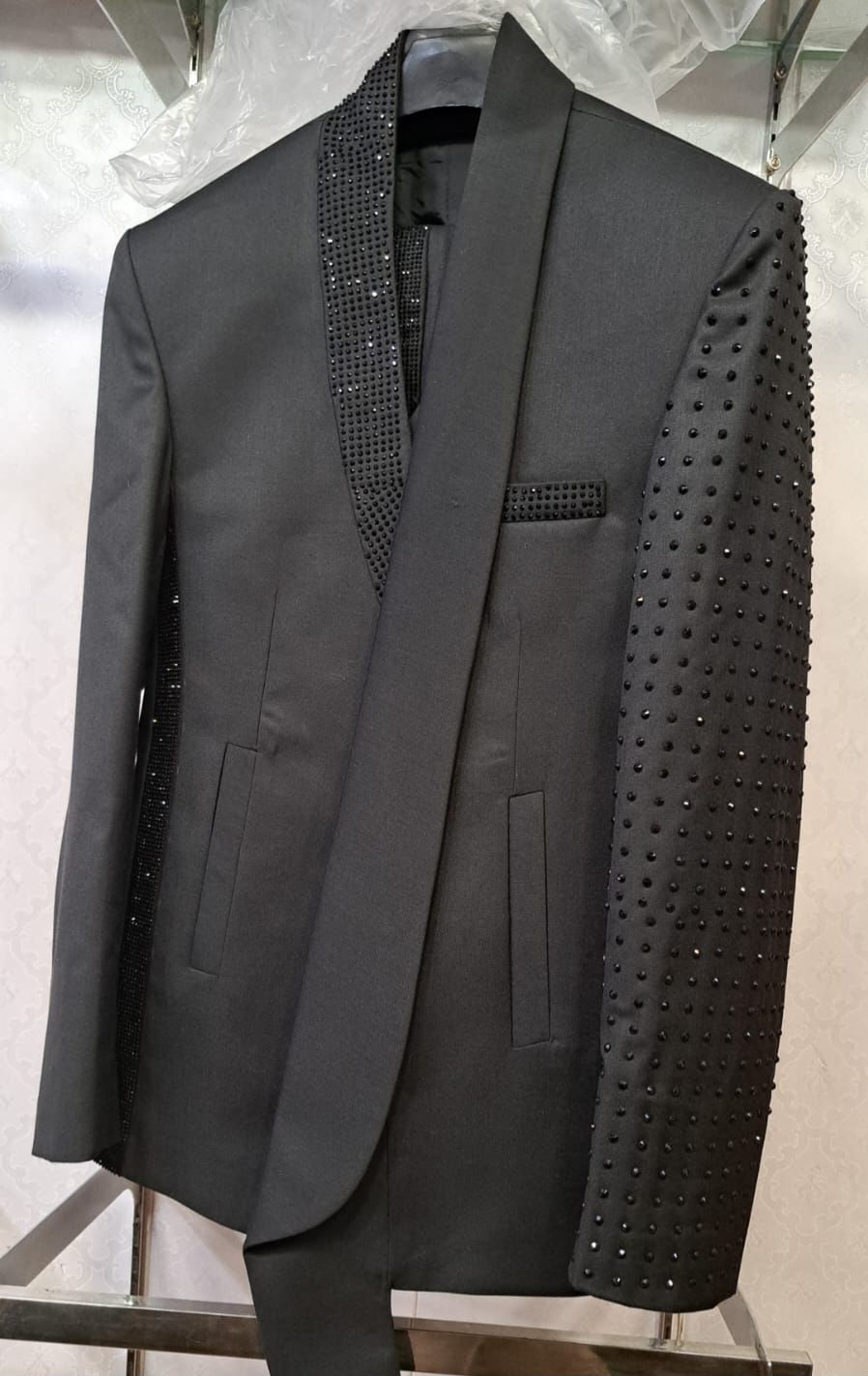 Custom Event Party Suit Designed by E.McCalla Suits - Leather Lapel - ENE TRENDS -custom designed-personalized- tailored-suits-near me-shirt-clothes-dress-amazon-top-luxury-fashion-men-women-kids-streetwear-IG-best