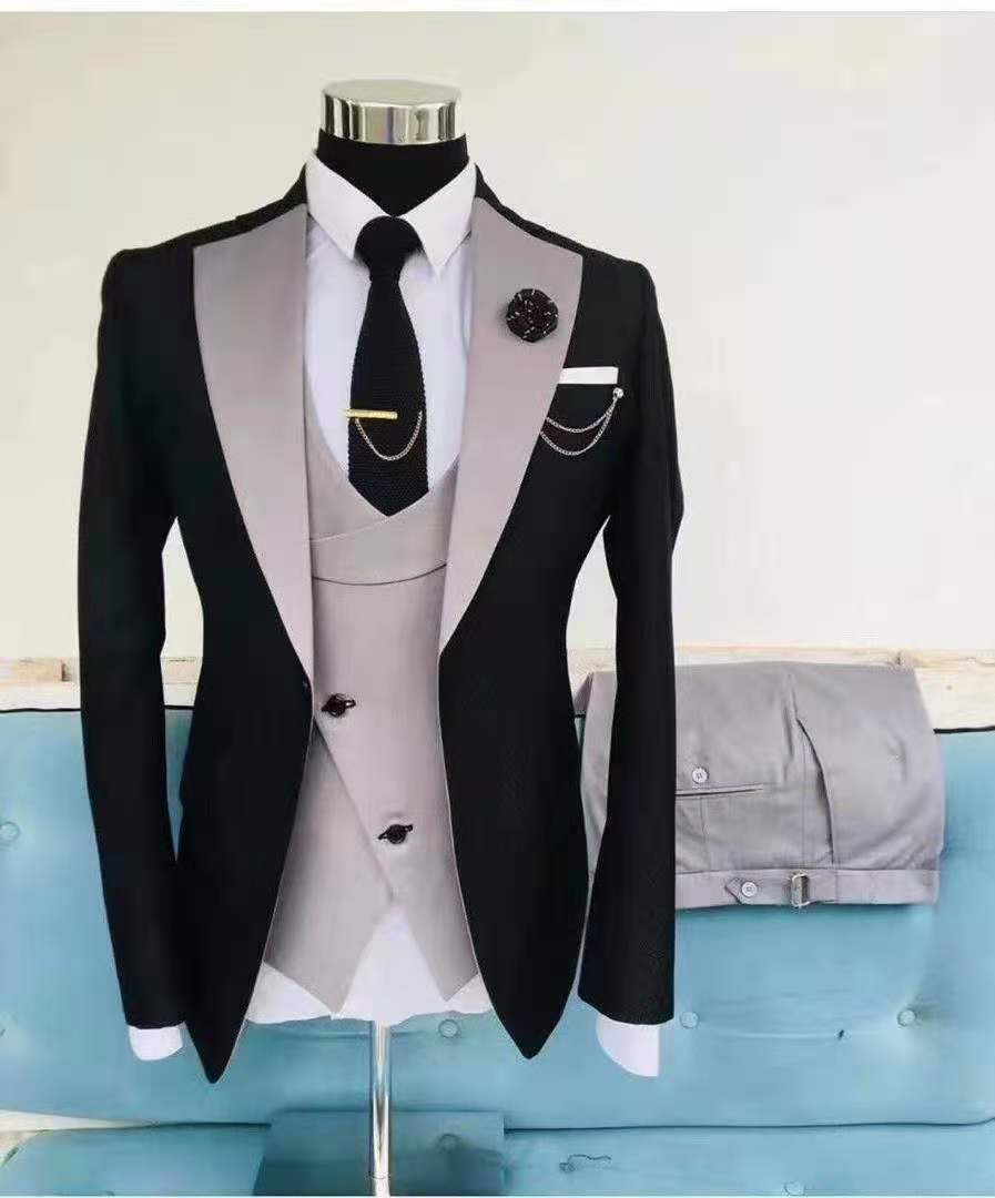Mens Formal Two-piece Stylish 3-Button Suit - dapper- groom-wedding-business-formal