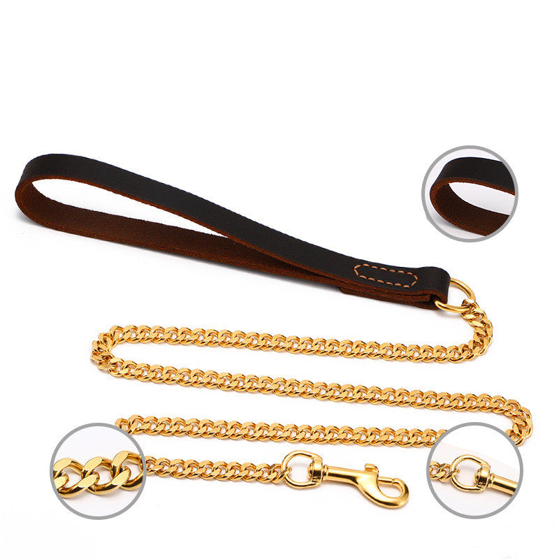 Stainless steel Golden Pull Chain Pull Dog Leash - ENE TRENDS -custom designed-personalized-near me-shirt-clothes-dress-amazon-top-luxury-fashion-men-women-kids-streetwear-IG