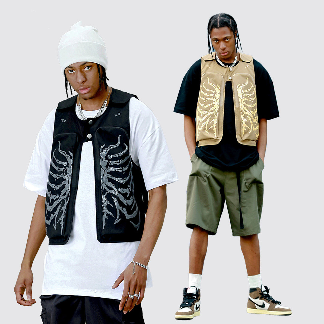 Irregular Functional Vest Sleeveless Jacket, Kanye_new-style-chest_body bag ,  Wallet, carryall , fanny