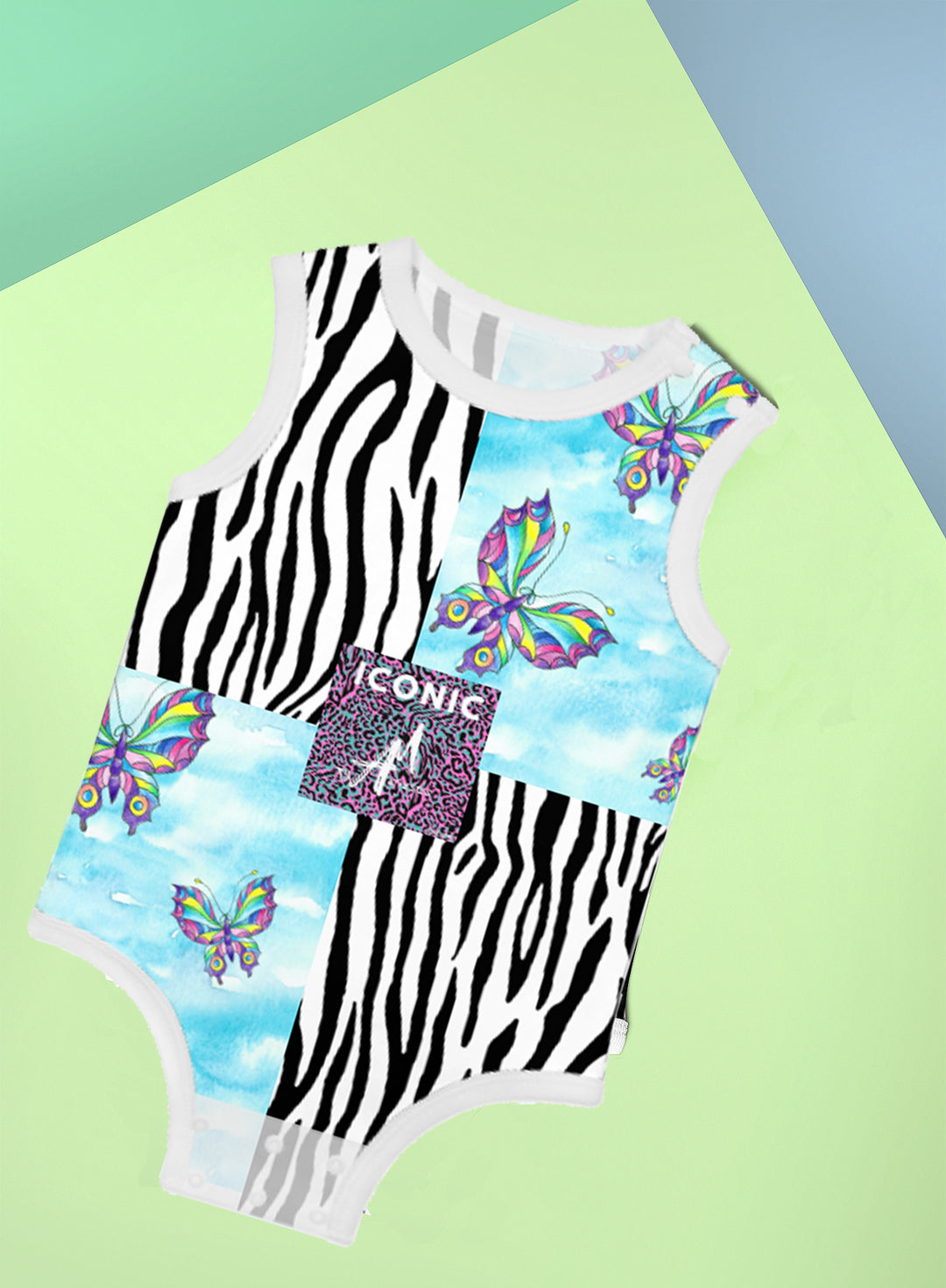 Butterfly Zebra Iconic Baby Tank Bodysuit | 100% Cotton - ENE TRENDS -custom designed-personalized-near me-shirt-clothes-dress-amazon-top-luxury-fashion-men-women-kids-streetwear-IG