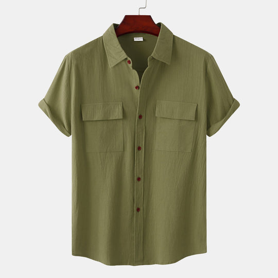 Diddy Linen Casual Men's Short Sleeve Shirt with Square Collar - ENE TRENDS -custom designed-personalized-near me-shirt-clothes-dress-amazon-top-luxury-fashion-men-women-kids-streetwear-IG-best