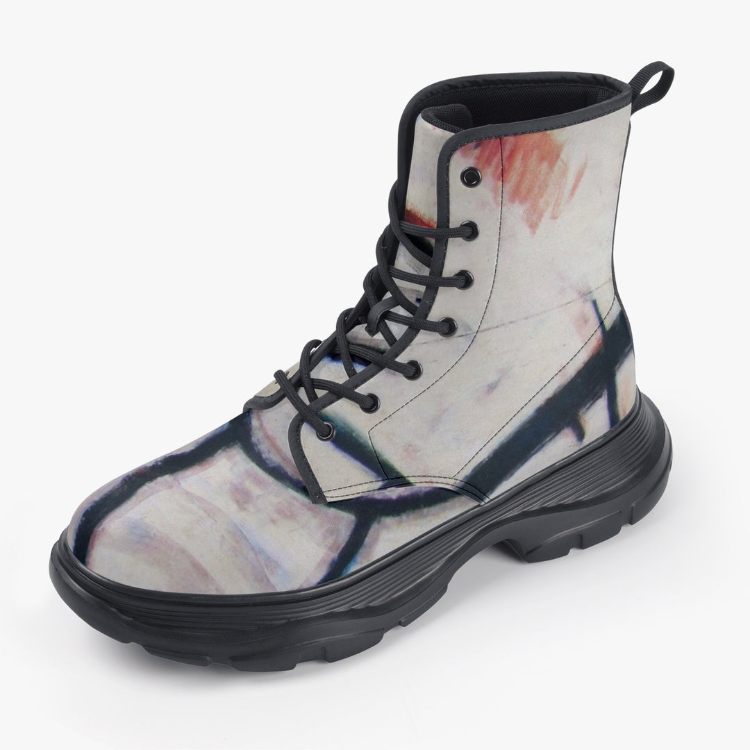 Abstract Gemini Leather Chunky Boots - ENE TRENDS -custom designed-personalized-near me-shirt-clothes-dress-amazon-top-luxury-fashion-men-women-kids-streetwear-IG-best