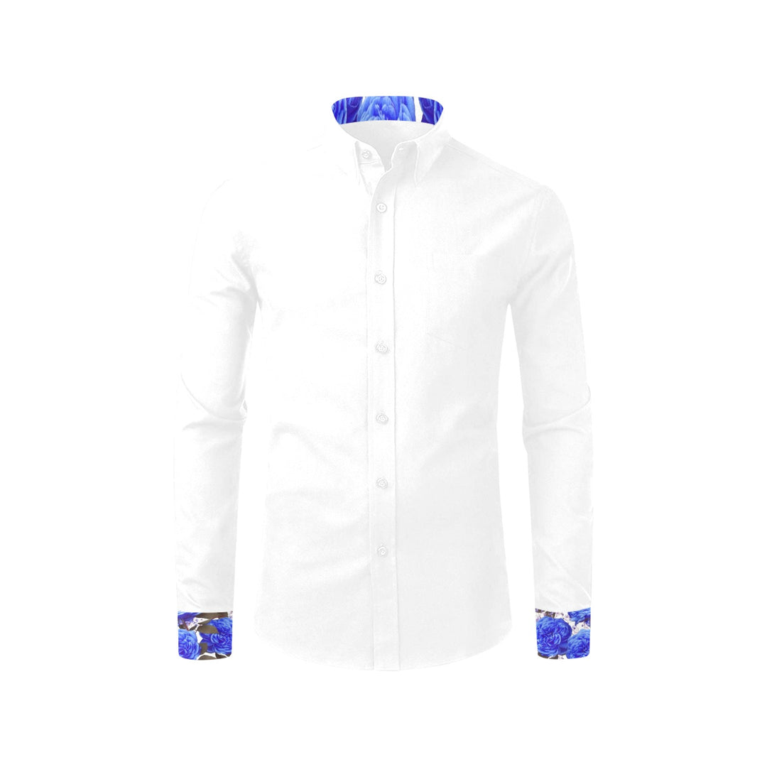 Blue Rose II Men's Cuff Collar Printed Casual Dress Shirt- robert- graham-stylish