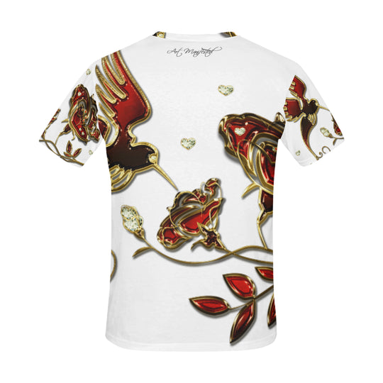 Hummingbird White ART MANIFESTED T-Shirt (Cut and Sew Made to Order) - ENE TRENDS