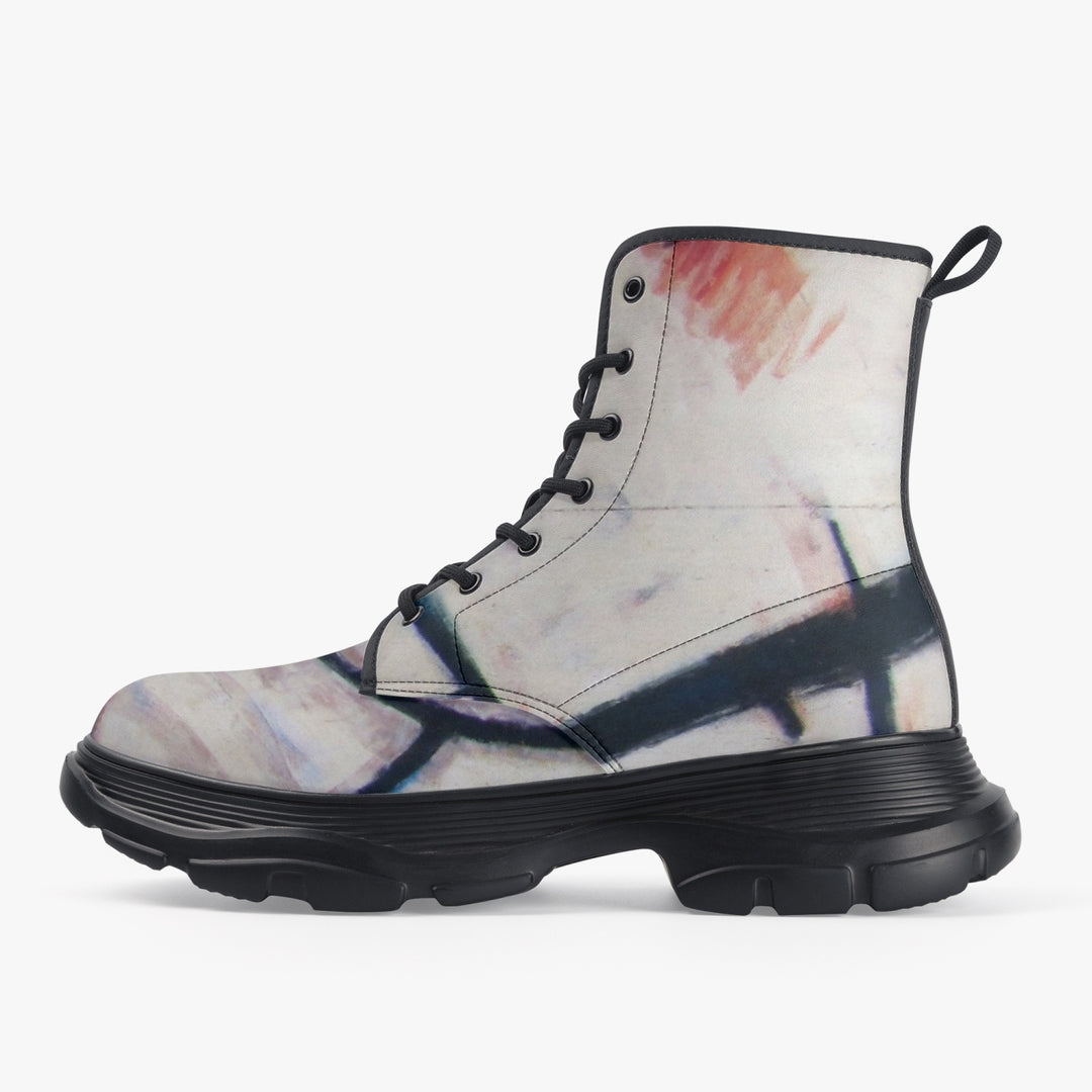 Abstract Gemini Leather Chunky Boots - ENE TRENDS -custom designed-personalized-near me-shirt-clothes-dress-amazon-top-luxury-fashion-men-women-kids-streetwear-IG-best