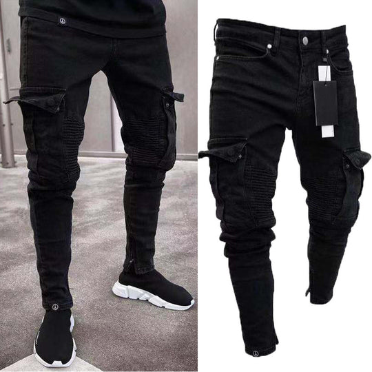 TRN Men's Black Pocket Pouch Casual Jeans - ENE TRENDS -custom designed-personalized-near me-shirt-clothes-dress-amazon-top-luxury-fashion-men-women-kids-streetwear-IG-best