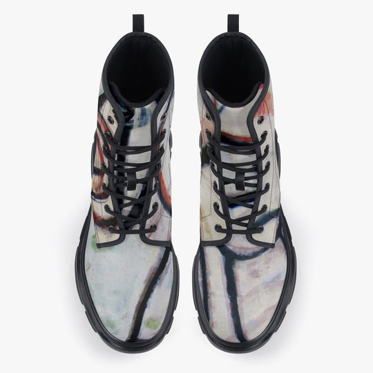 Abstract Gemini Leather Chunky Boots
