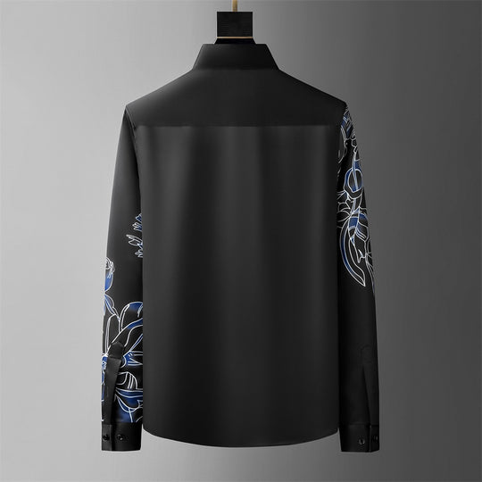 Men's Long Sleeve Slim Casual Shirts with Rhinestone Flowers - ENE TRENDS -custom designed-personalized- tailored-suits-near me-shirt-clothes-dress-amazon-top-luxury-fashion-men-women-kids-streetwear-IG-best