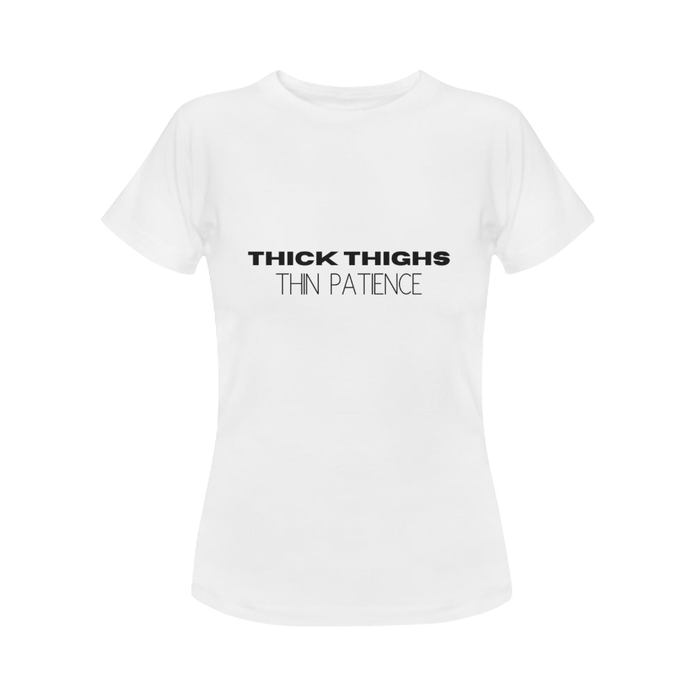 THICK THIGHS THIN PATIENCE Graphic Womens' T-Shirt - ENE TRENDS -custom designed-personalized-near me-shirt-clothes-dress-amazon-top-luxury-fashion-men-women-kids-streetwear-IG