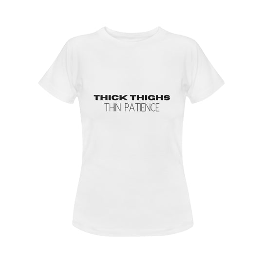 THICK THIGHS THIN PATIENCE Graphic Womens' T-Shirt - ENE TRENDS -custom designed-personalized-near me-shirt-clothes-dress-amazon-top-luxury-fashion-men-women-kids-streetwear-IG