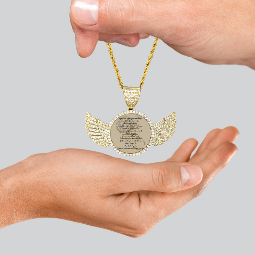 Note to self 2 Wings Gold Photo Pendant with Rope Chain - ENE TRENDS -custom designed-personalized-near me-shirt-clothes-dress-amazon-top-luxury-fashion-men-women-kids-streetwear-IG-best