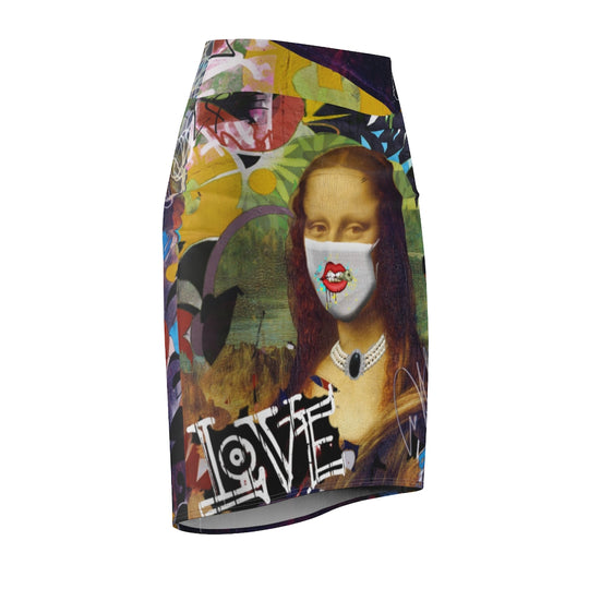 Mona Lisa On One Women's Pencil Skirt - ENE TRENDS -custom designed-personalized-near me-shirt-clothes-dress-amazon-top-luxury-fashion-men-women-kids-streetwear-IG