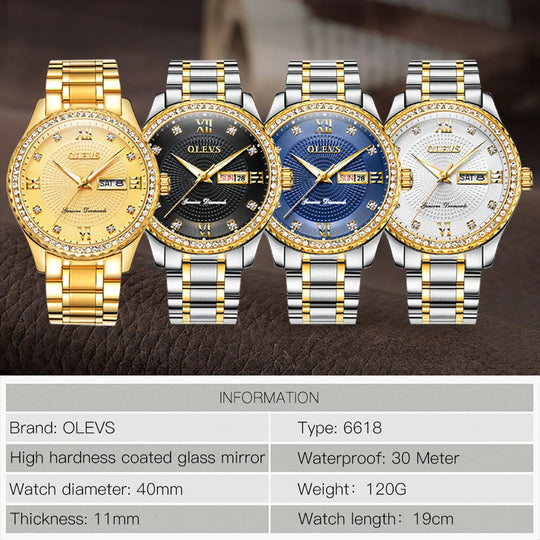 Olevs Premium Metal Band Luxurious Golden Wristwatch with gift Box - ENE TRENDS -custom designed-personalized-near me-shirt-clothes-dress-amazon-top-luxury-fashion-men-women-kids-streetwear-IG