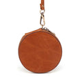Light Brown - Round Leather Retro Zipper Coin Purse  