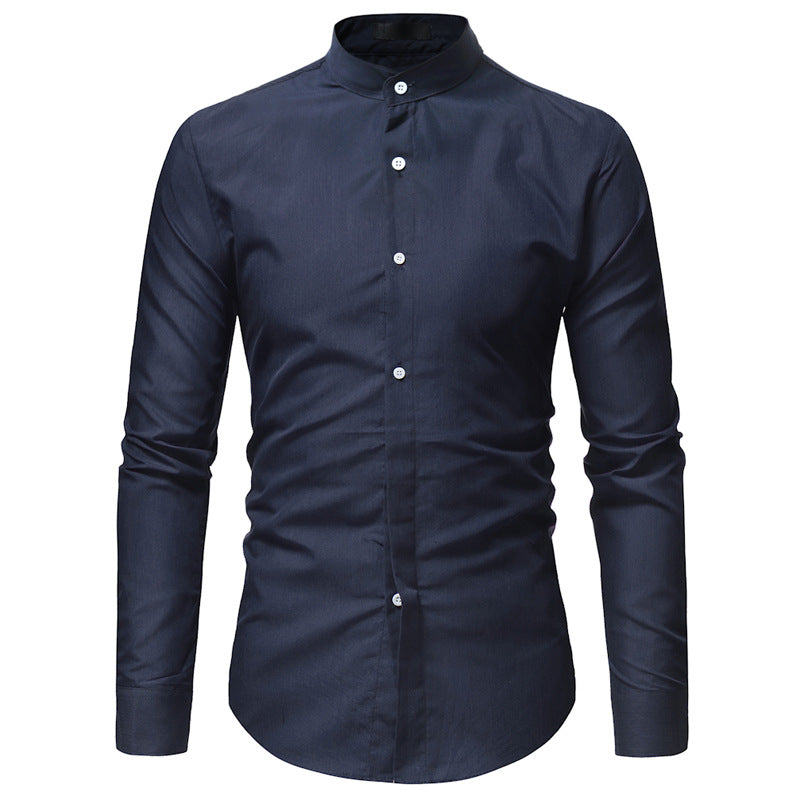 Quincy Men's Casual Slim Long-sleeved Mandarin Collar Dress Shirt - ENE TRENDS -custom designed-personalized-near me-shirt-clothes-dress-amazon-top-luxury-fashion-men-women-kids-streetwear-IG-best