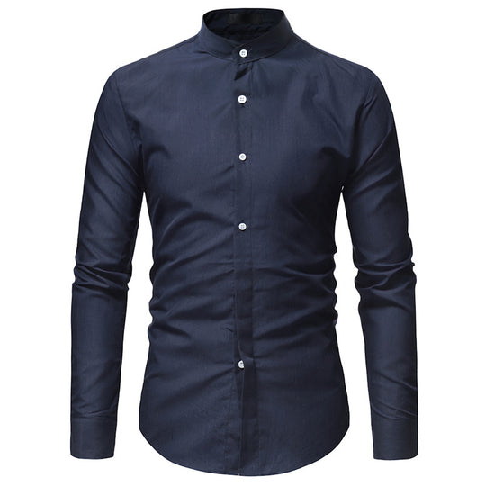 Quincy Men's Casual Slim Long-sleeved Mandarin Collar Dress Shirt - ENE TRENDS -custom designed-personalized-near me-shirt-clothes-dress-amazon-top-luxury-fashion-men-women-kids-streetwear-IG-best
