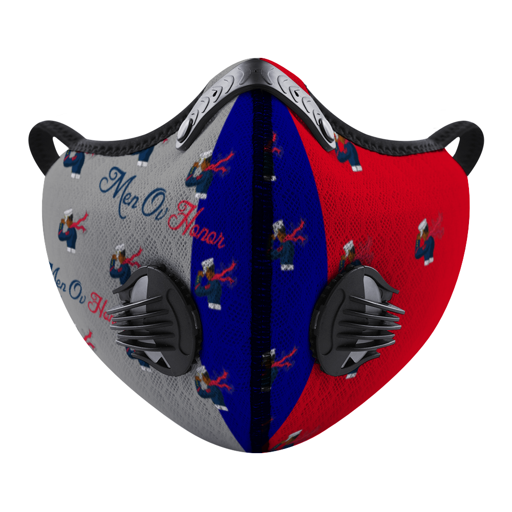 Men Ov Honor Red/Gray Blue Custom Face Mouth Mask - ENE TRENDS -custom designed-personalized-near me-shirt-clothes-dress-amazon-top-luxury-fashion-men-women-kids-streetwear-IG