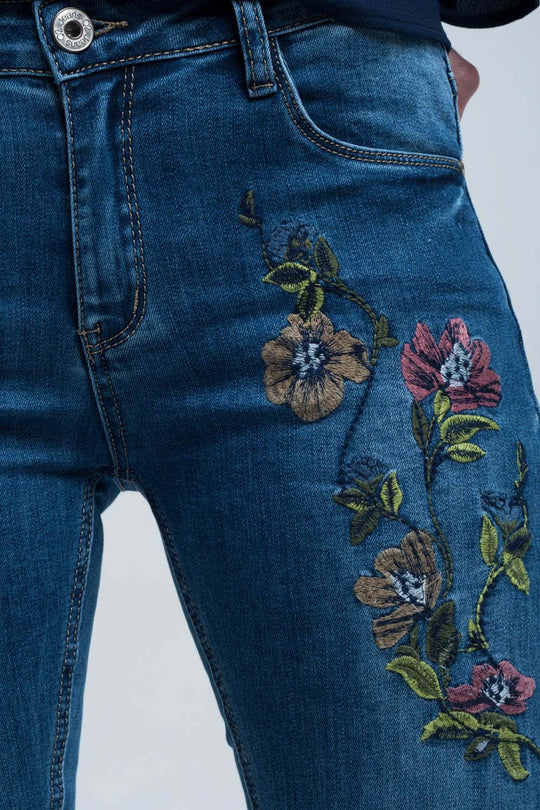 Jenner Blue Skinny Jean With Embroideries - ENE TRENDS -custom designed-personalized-near me-shirt-clothes-dress-amazon-top-luxury-fashion-men-women-kids-streetwear-IG
