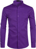 Banded Collar Slim Fit Long Sleeve Dress Shirts for Men with Pocket Matching Buttons - ENE TRENDS -custom designed-personalized-near me-shirt-clothes-dress-amazon-top-luxury-fashion-men-women-kids-streetwear-IG-best