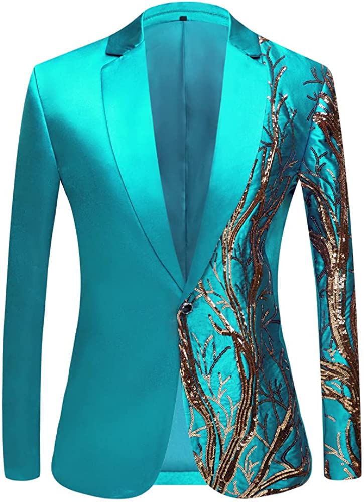 Teal - Gold Safari Slim Fit Party Blazer