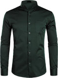 Banded Collar Slim Fit Long Sleeve Dress Shirts for Men with Pocket Matching Buttons - ENE TRENDS -custom designed-personalized-near me-shirt-clothes-dress-amazon-top-luxury-fashion-men-women-kids-streetwear-IG-best