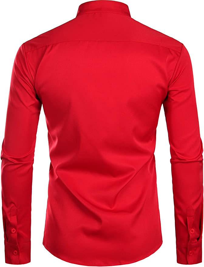 Banded Collar Slim Fit Long Sleeve Dress Shirts for Men with Pocket Matching Buttons - ENE TRENDS -custom designed-personalized-near me-shirt-clothes-dress-amazon-top-luxury-fashion-men-women-kids-streetwear-IG-best