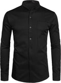 Banded Collar Slim Fit Long Sleeve Dress Shirts for Men with Pocket Matching Buttons - ENE TRENDS -custom designed-personalized-near me-shirt-clothes-dress-amazon-top-luxury-fashion-men-women-kids-streetwear-IG-best