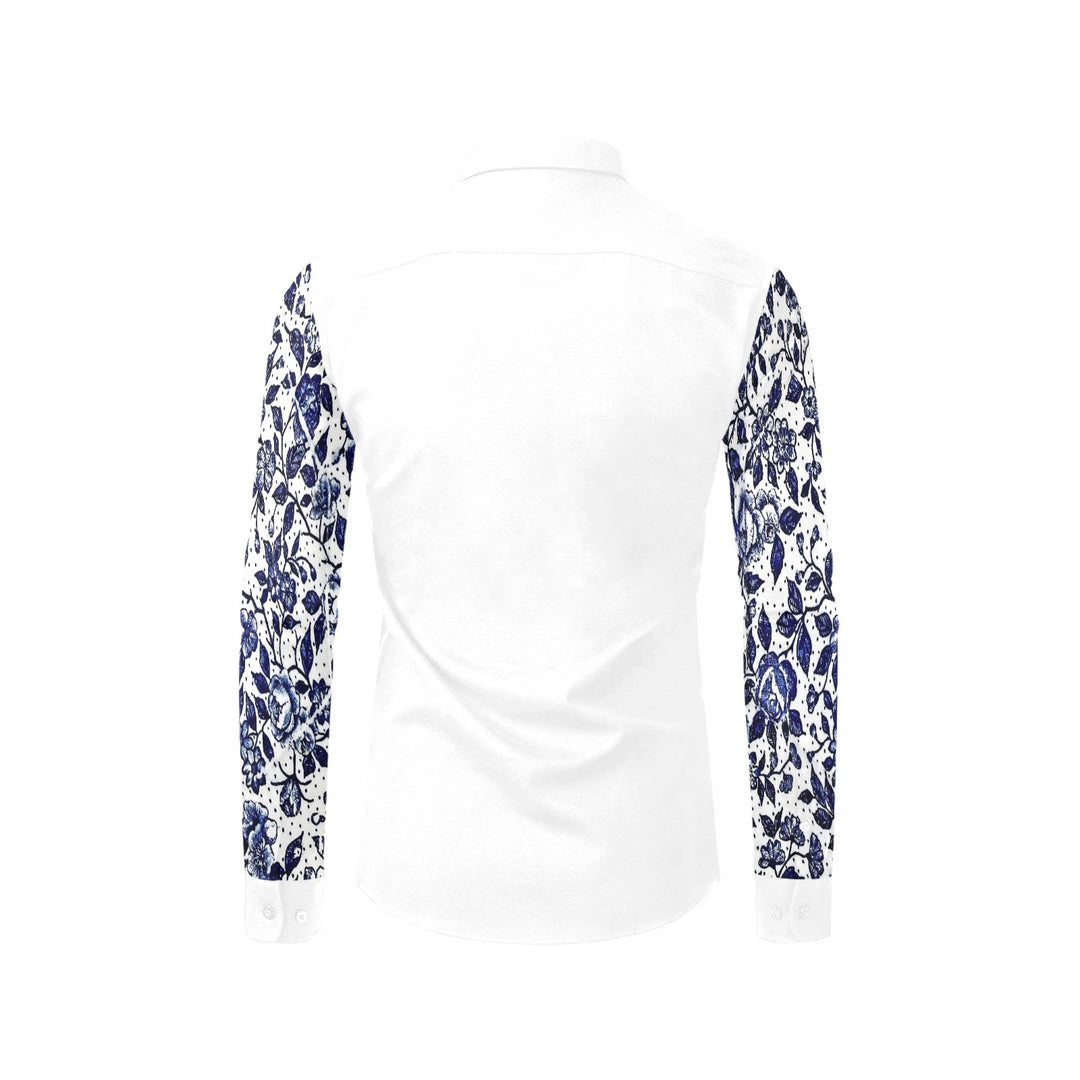 Blue Rose Vine II Men's Arm Printed Casual Dress Shirt - ENE TRENDS -custom designed-personalized- tailored-suits-near me-shirt-clothes-dress-amazon-top-luxury-fashion-men-women-kids-streetwear-IG-best