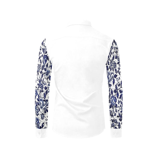 Blue Rose Vine II Men's Arm Printed Casual Dress Shirt - ENE TRENDS -custom designed-personalized- tailored-suits-near me-shirt-clothes-dress-amazon-top-luxury-fashion-men-women-kids-streetwear-IG-best