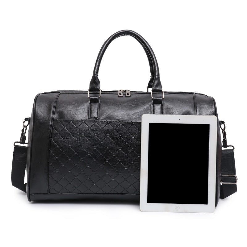 Black Luxury Travel Fitness Waterproof Duffel Bag_mens weekender bag, womens gym bag, luxury, leather, PU look_enetrends.com