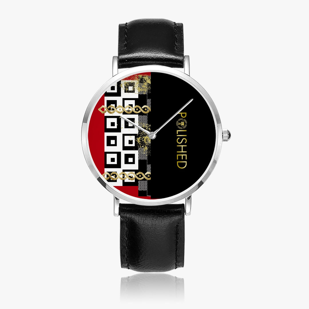 Polished Punteggiato Ultra-Thin Leather Strap Quartz Watch (Silver) - ENE TRENDS -custom designed-personalized-near me-shirt-clothes-dress-amazon-top-luxury-fashion-men-women-kids-streetwear-IG