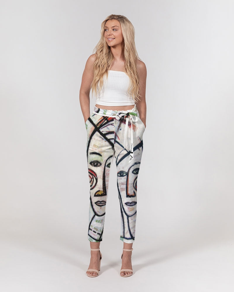 Abstract Gemini Women's Belted Tapered Pants - ENE TRENDS -custom designed-personalized-near me-shirt-clothes-dress-amazon-top-luxury-fashion-men-women-kids-streetwear-IG